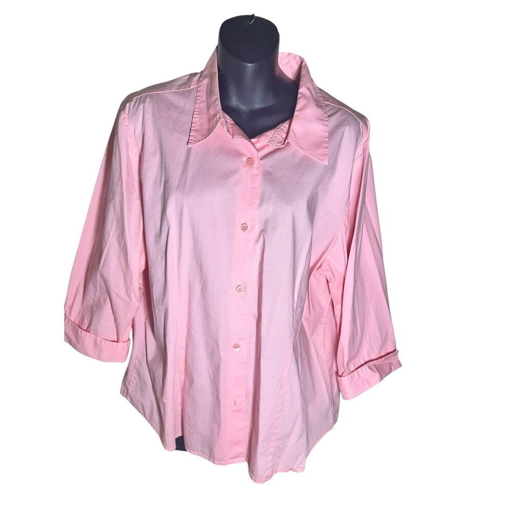 Chadwick’s Pink Button Down Blouse 3/4 Sleeves Sz XL